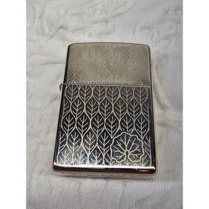 Vtg zippo lighter silver plate leaf 2000 design